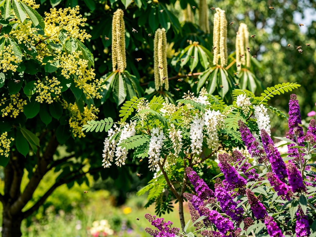 Arbres mellifères d’été : tilleul, châtaignier, acacia