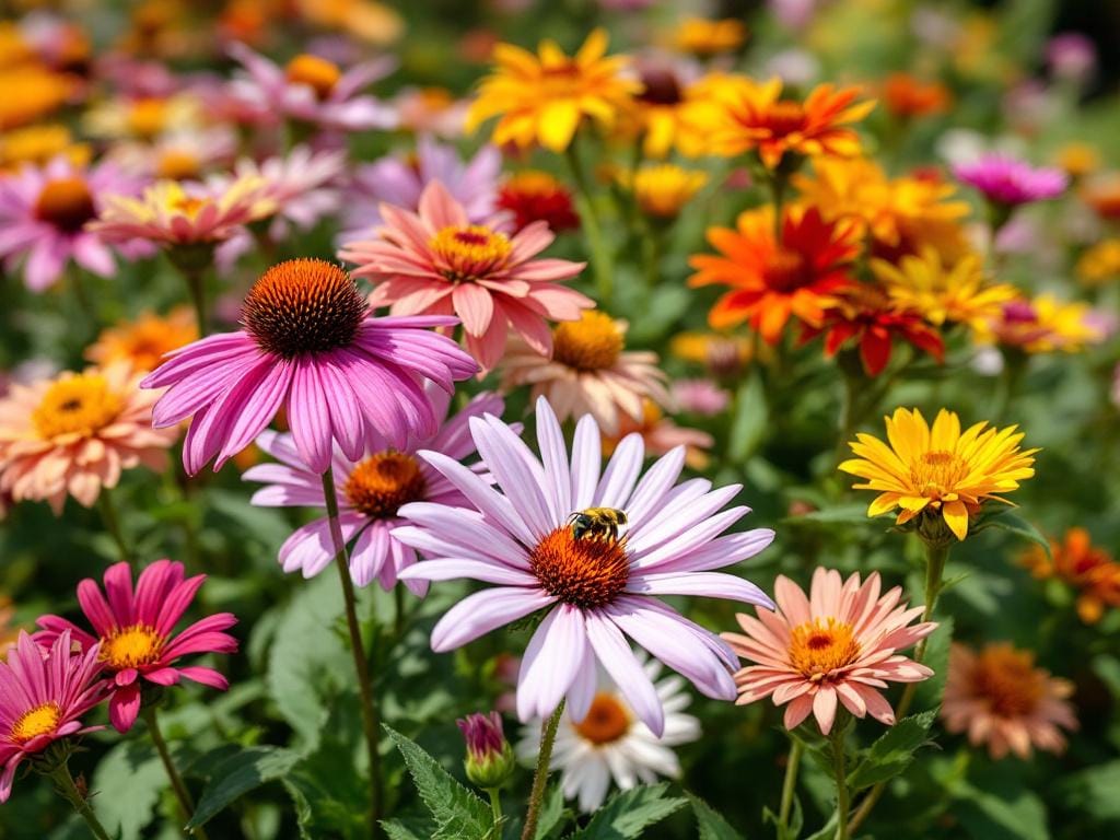 Fleurs vivaces d’automne : sedum, aster, chrysanthème