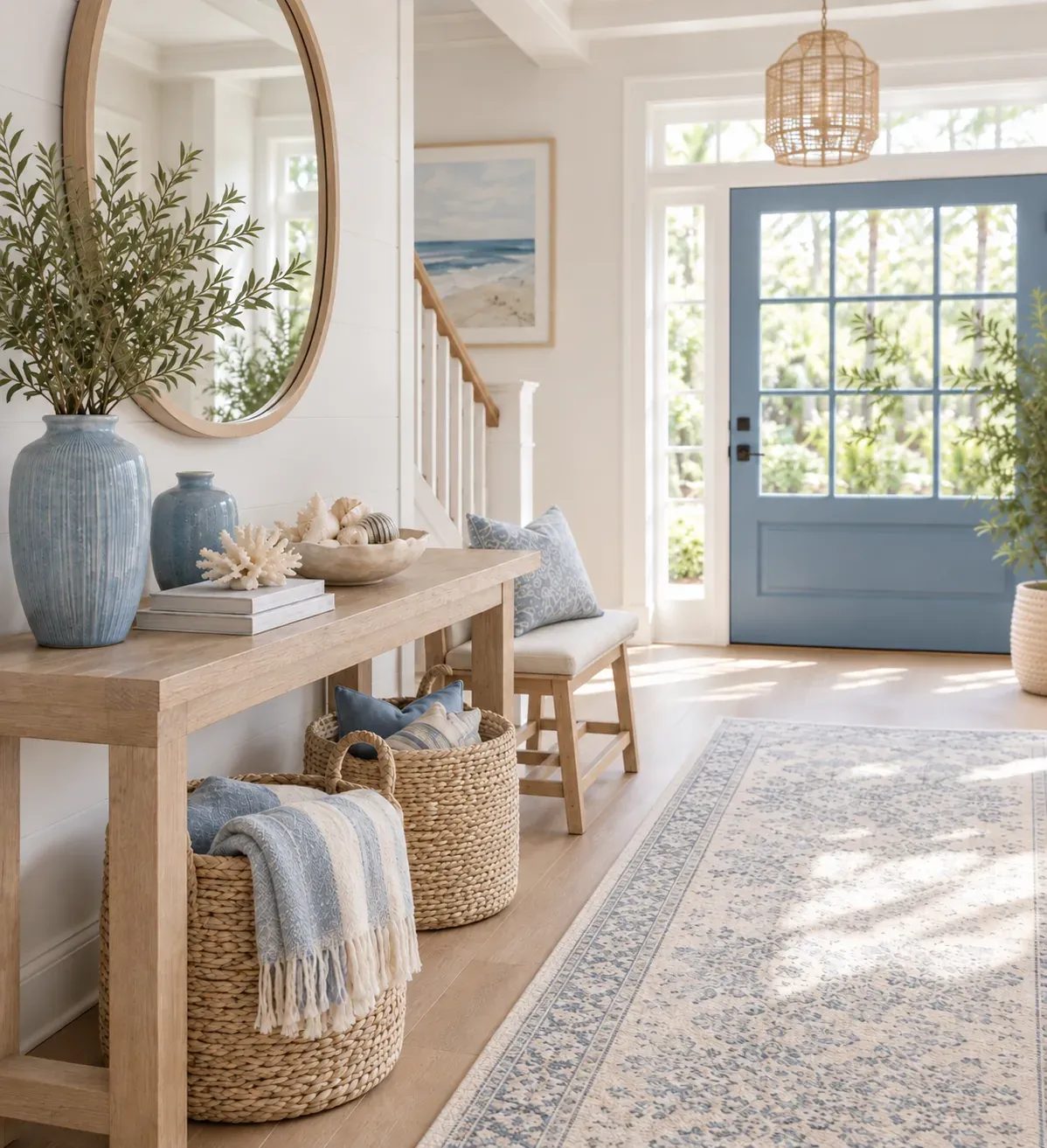 A calm, softly styled room showing balanced Feng Shui energy