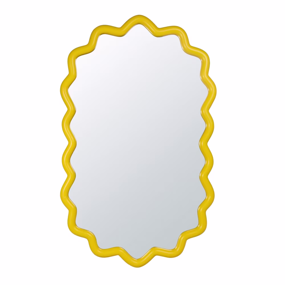 Grand miroir mural ondulé sculptural pour une chambre ou un salon au style organique moderne.