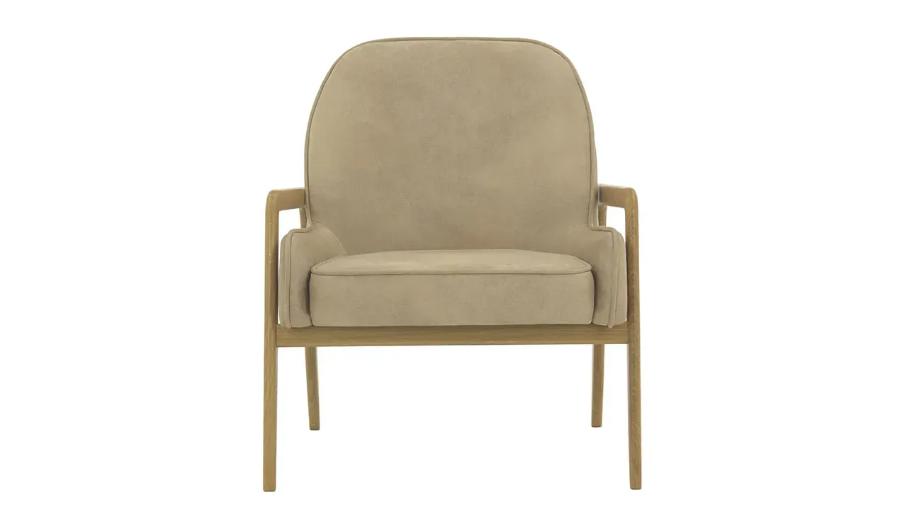 Fauteuil relaxant style Japandi en bois et textile naturel pour un coin lecture chaleureux.