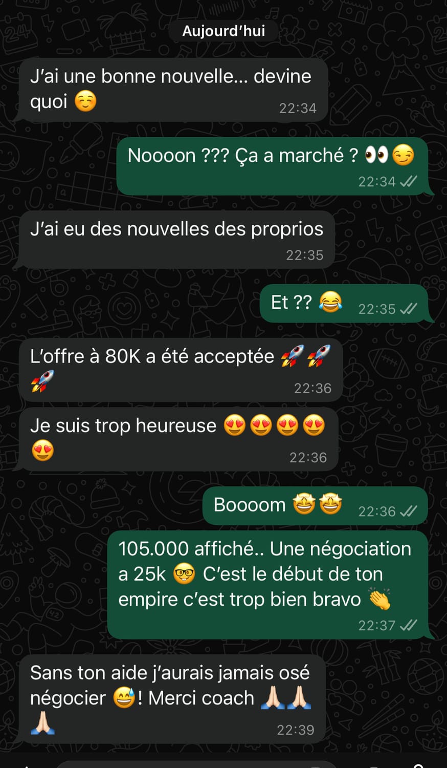 Échange WhatsApp — négociation