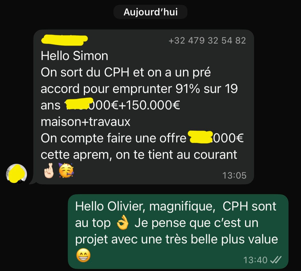 Échange WhatsApp — Olivier