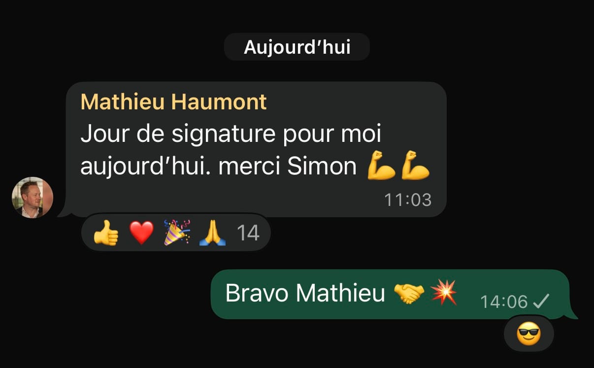Échange WhatsApp — Mathieu