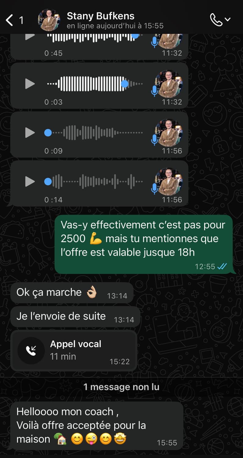 Échange WhatsApp — Stany