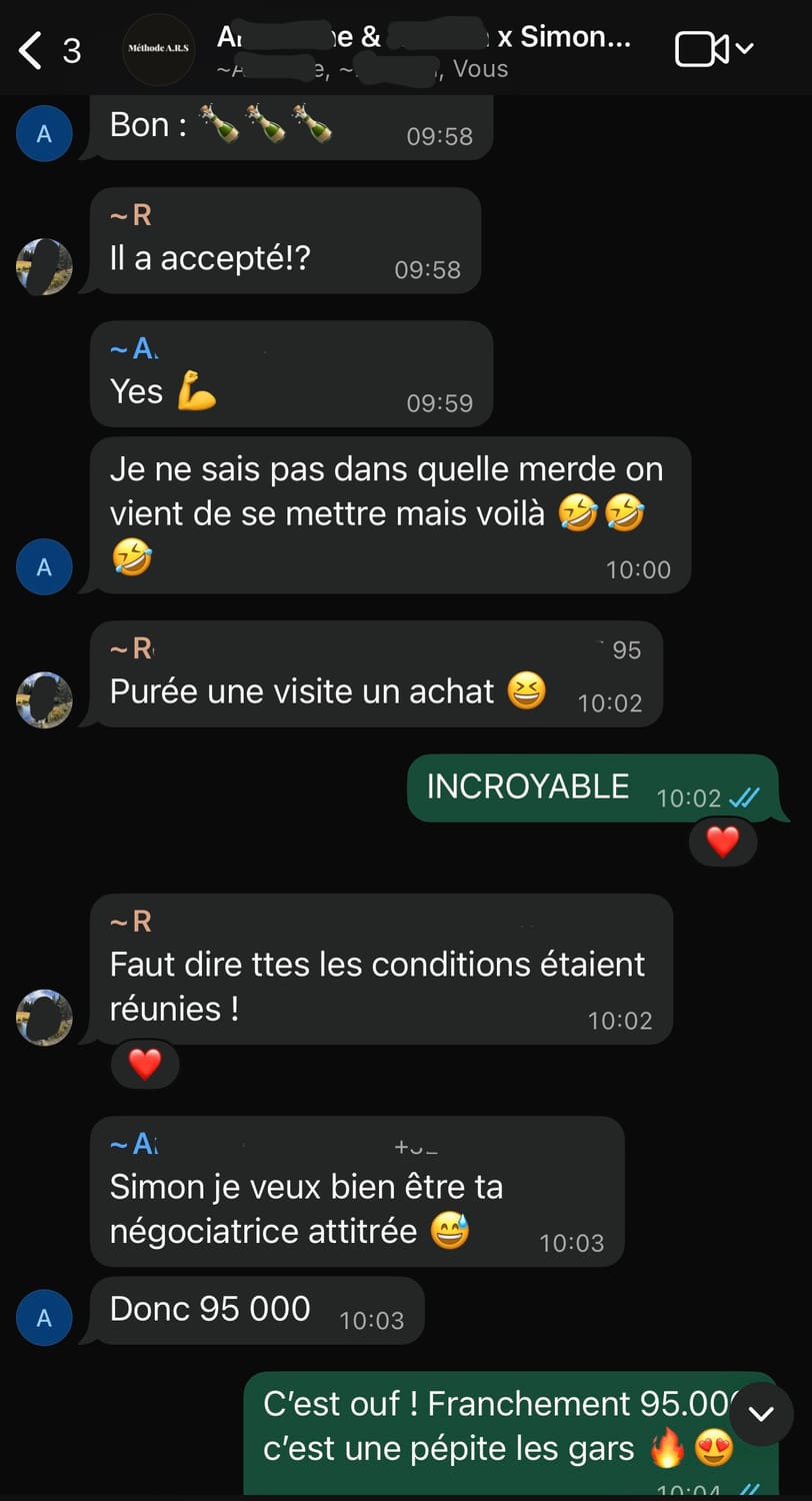 Échange WhatsApp — négociation collective