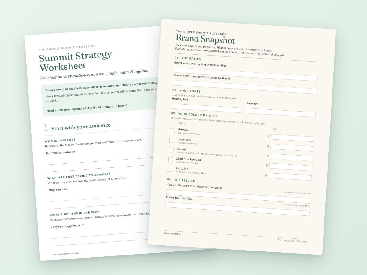 The Summit Strategy Worksheet and Brand Snapshot