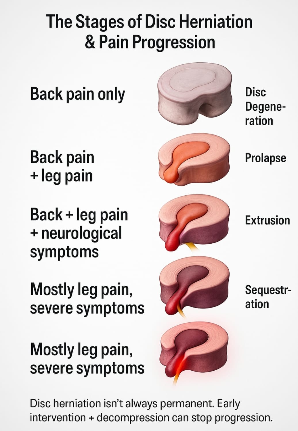 Stages of disc herniation