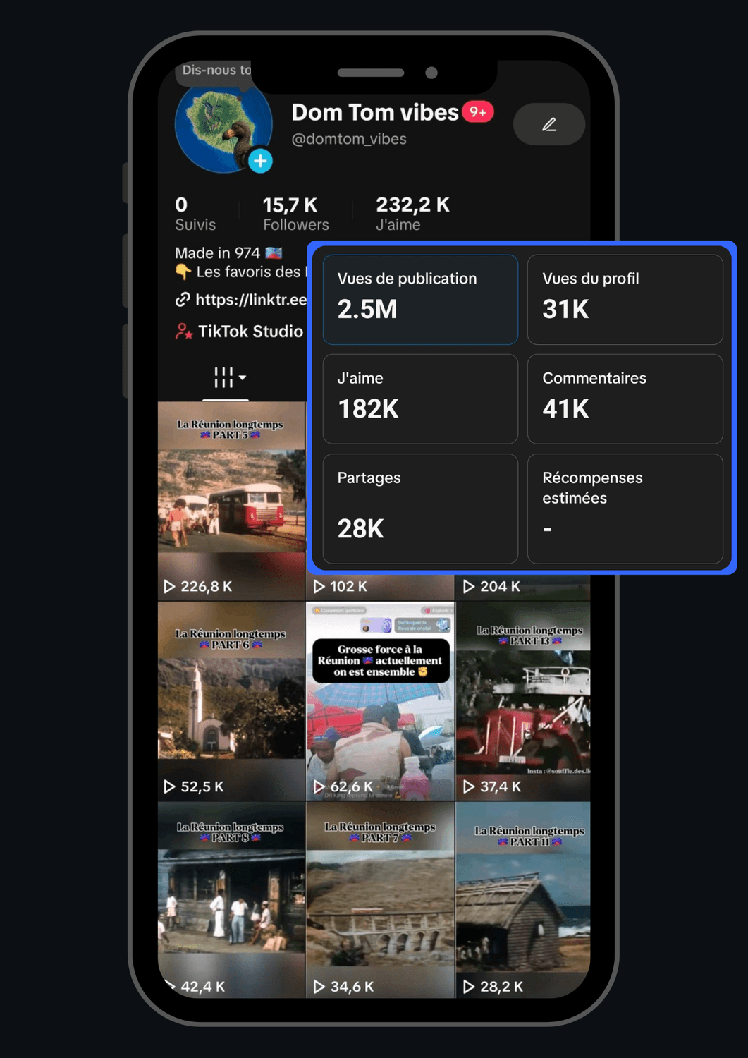 Profil Dom Tom Vibes - TikTok 15.7K abonnés et stats