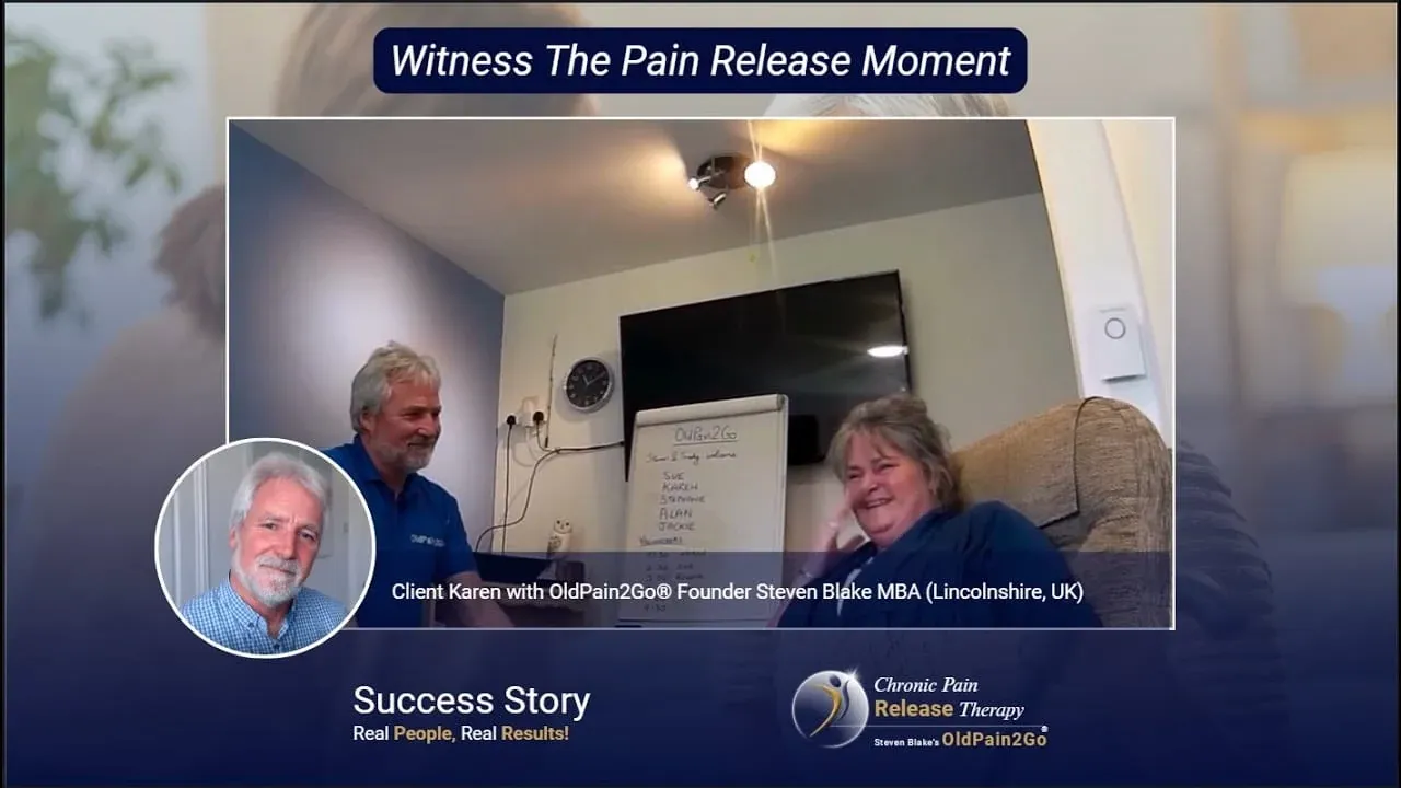 OldPain2Go® Video Testimony Client Karen with Founder Steven Blake MBA