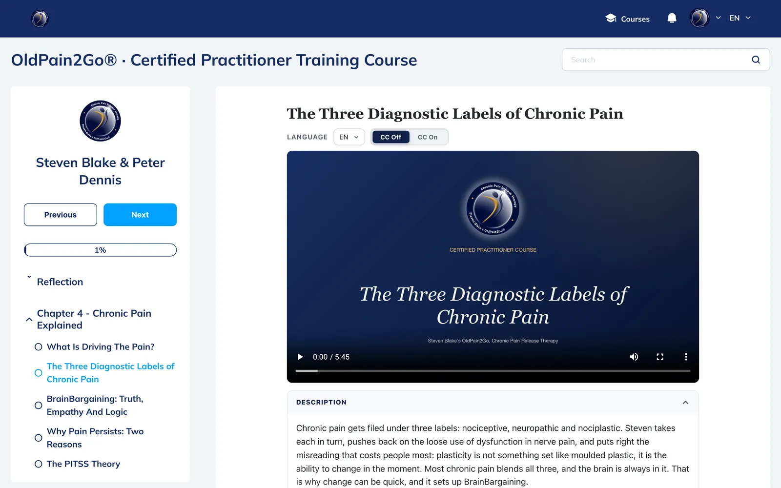 Lesson 23 of 64: the lesson page inside the course