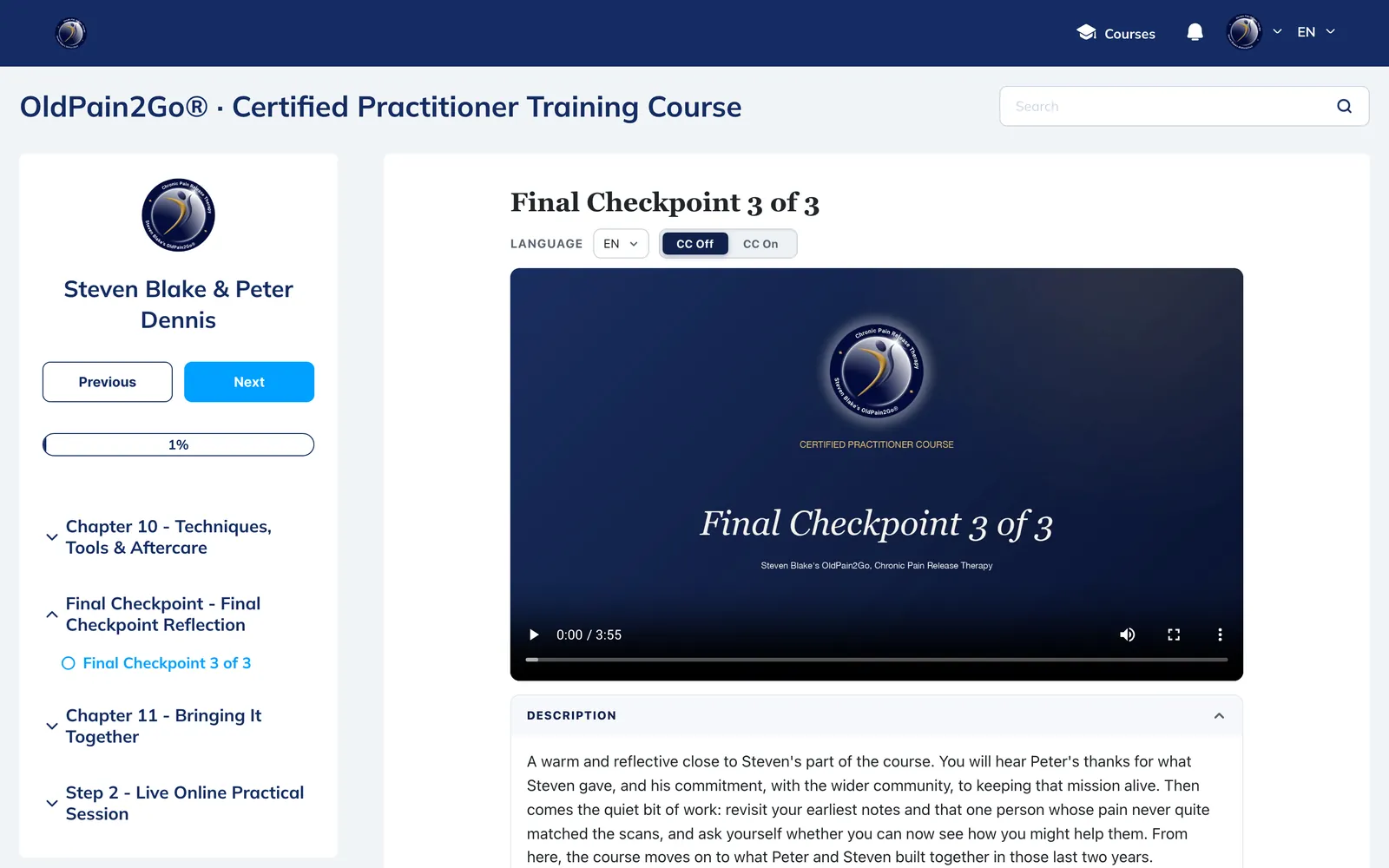 Lesson 59 of 64: the lesson page inside the course