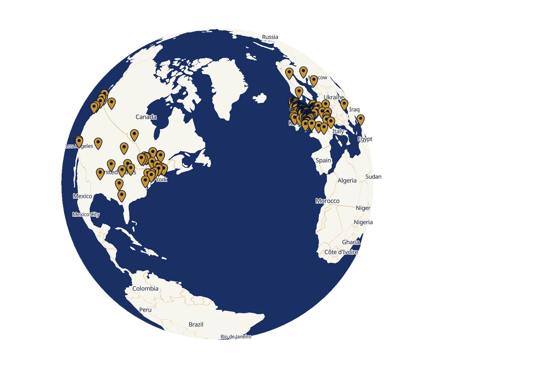 The globe with a pin on every certified practitioner