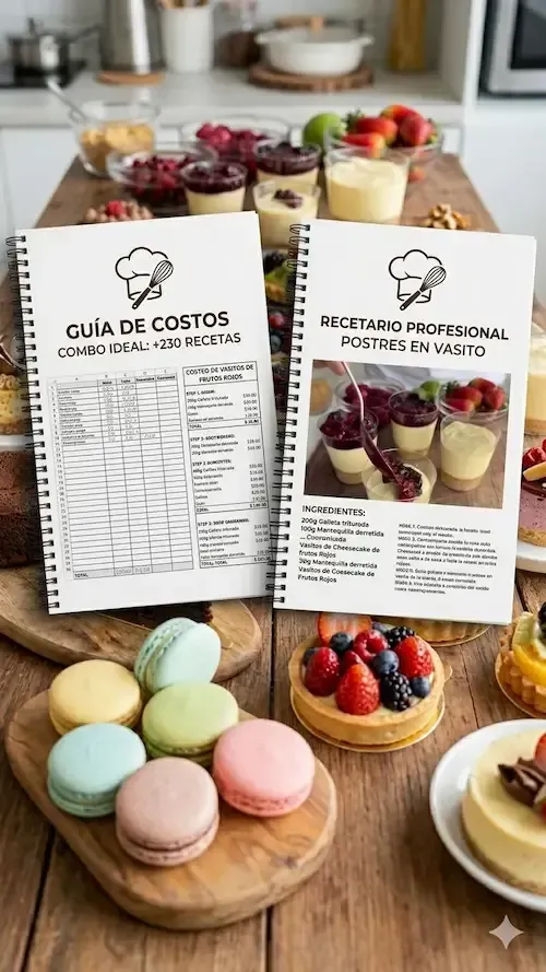 Combo de 230 recetas de postres profesionales y 9 regalos exclusivos