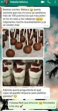 mostrando los resultados de sus recetas de pastelería casera