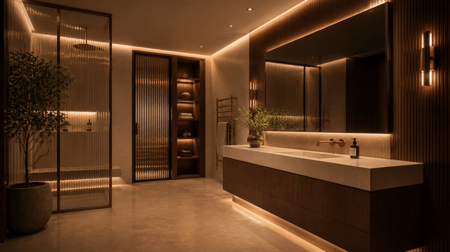 Détails de matières naturelles et nobles pour design intérieur luxe calme et rénovation intérieure haut de gamme