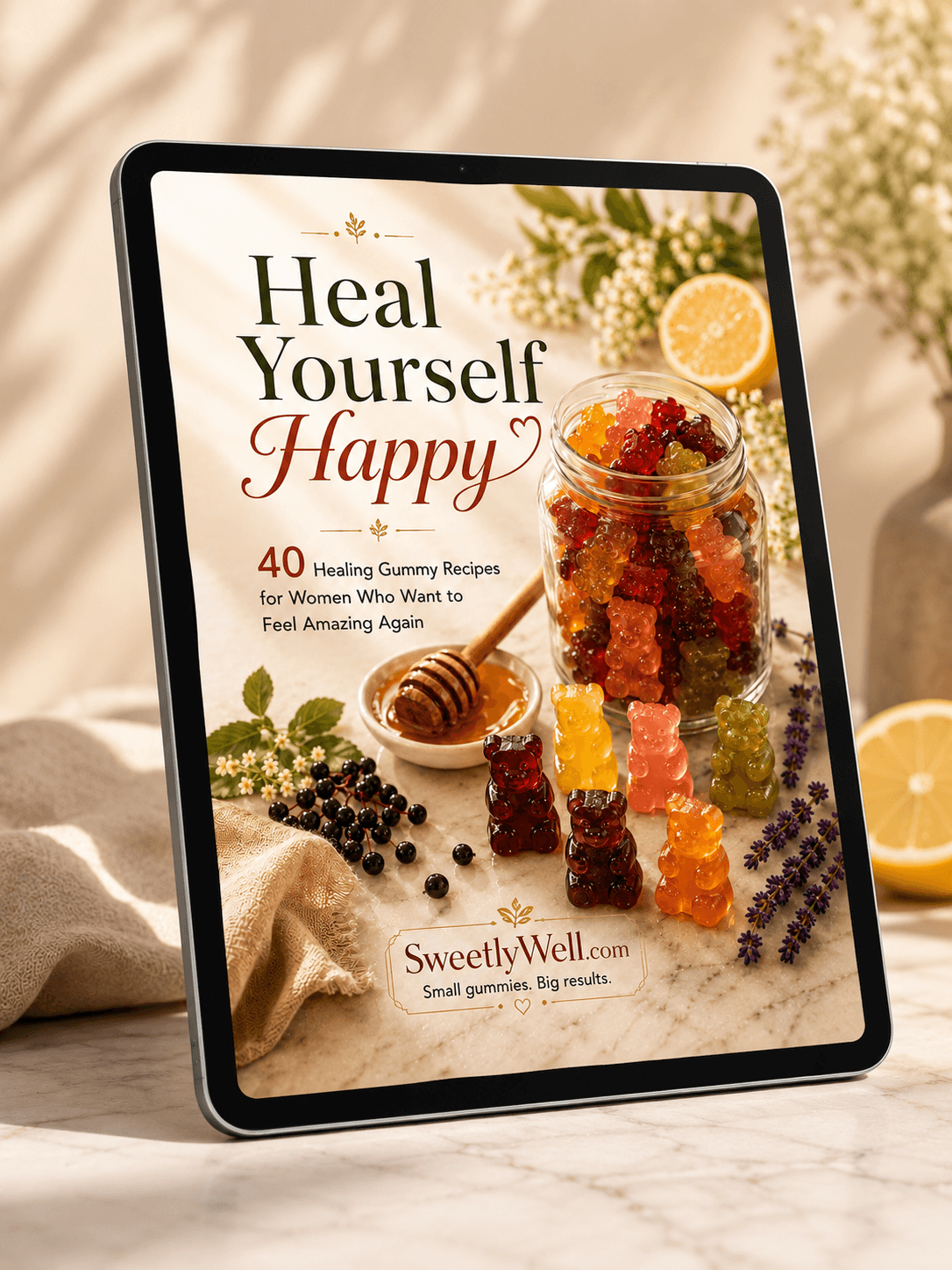 Heal Yourself Happy — iPad ebook mockup