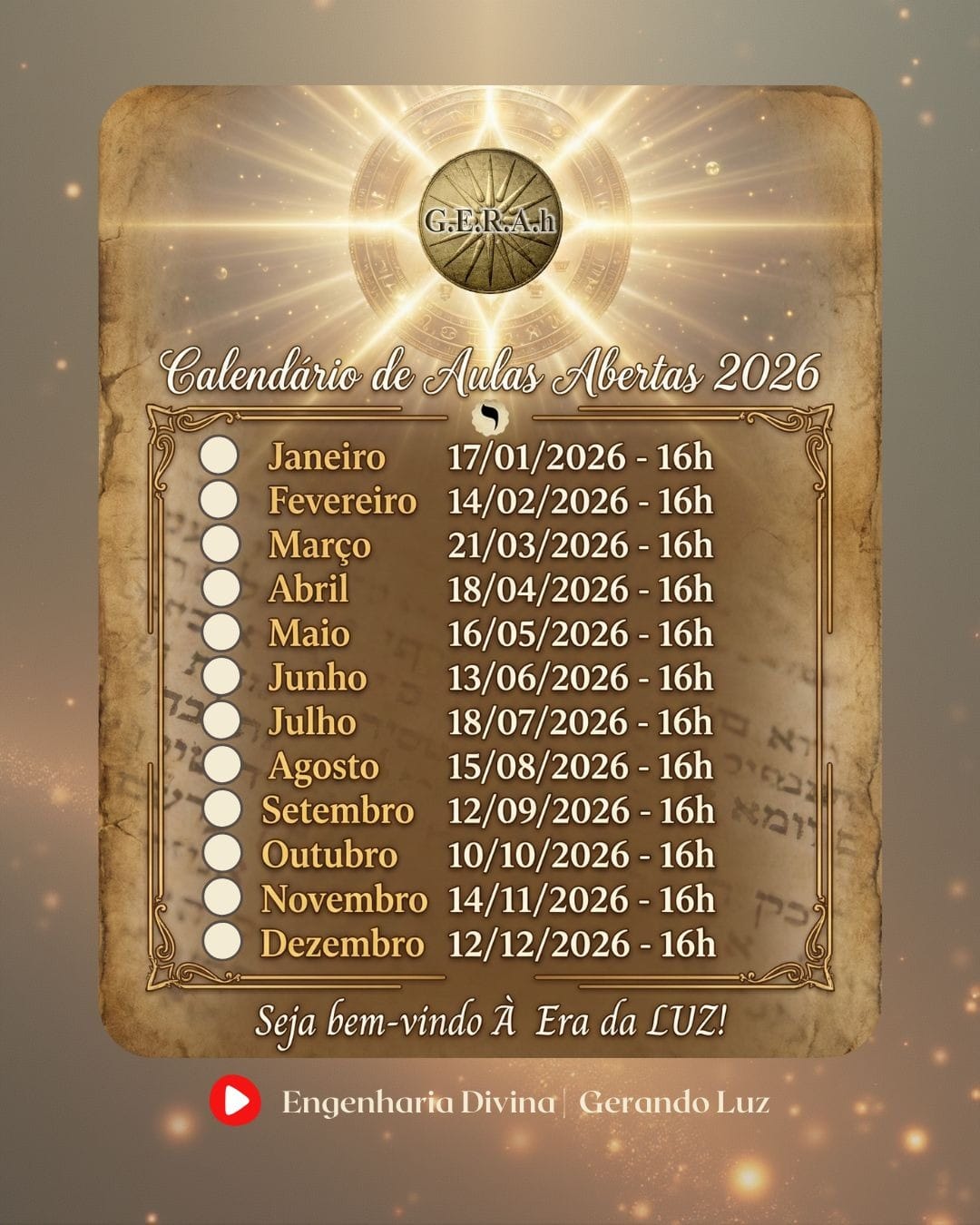 Agenda de Aulas Abertas 2026 G.E.R.A.h