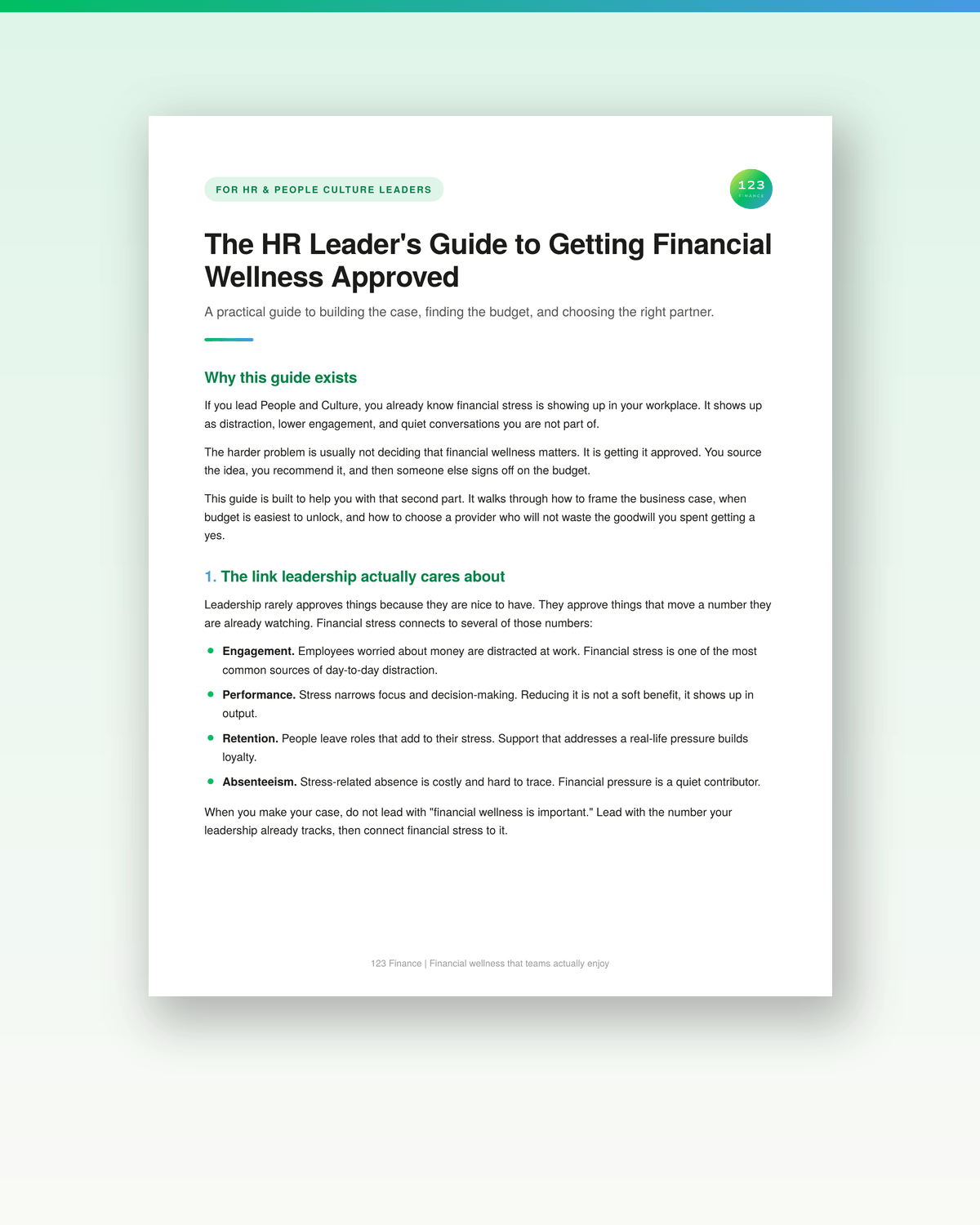 The HR Leader's Guide to Getting Financial Wellness Approved