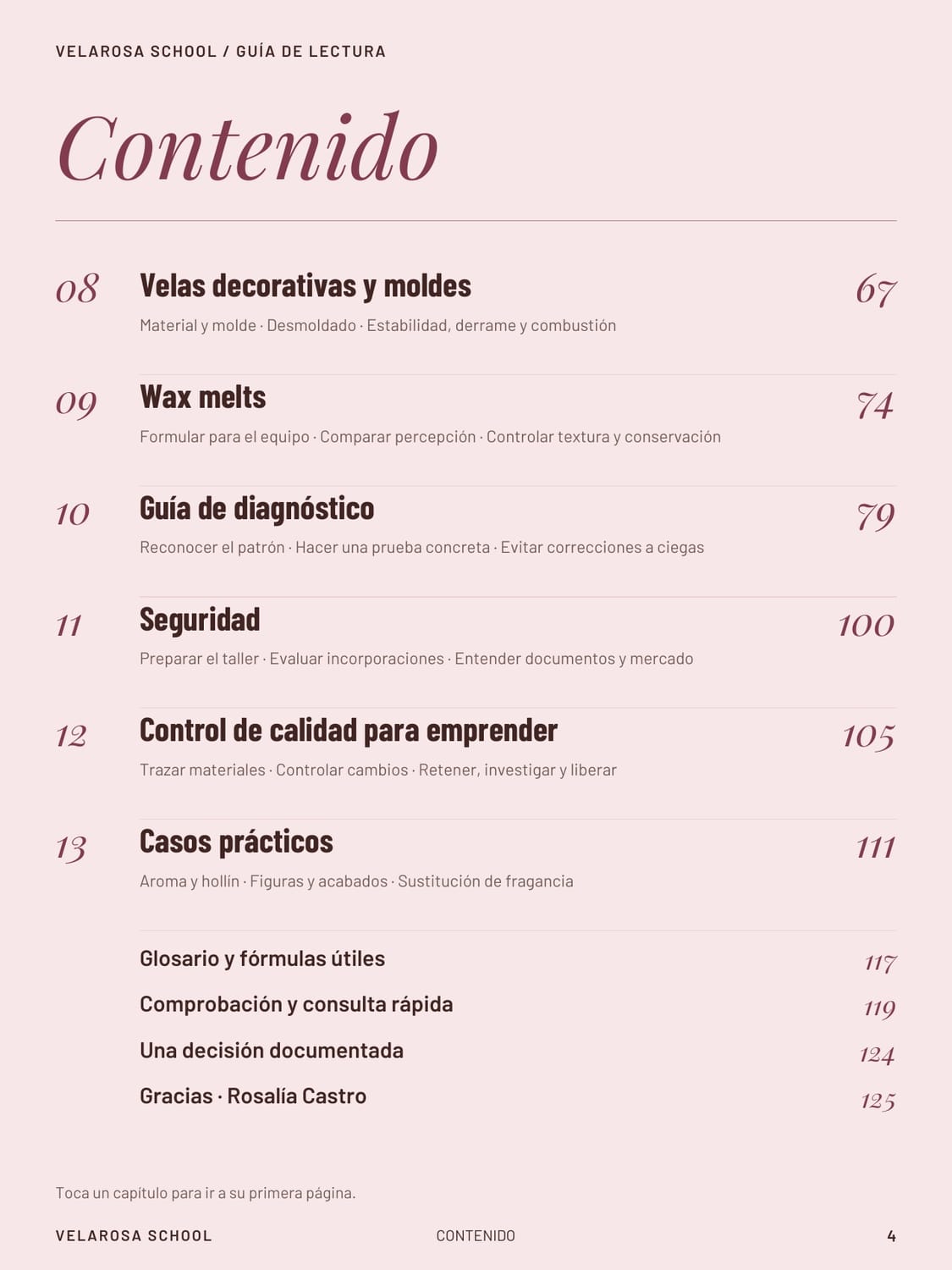 El índice · Segunda parte del ebook El Laboratorio de las Velas