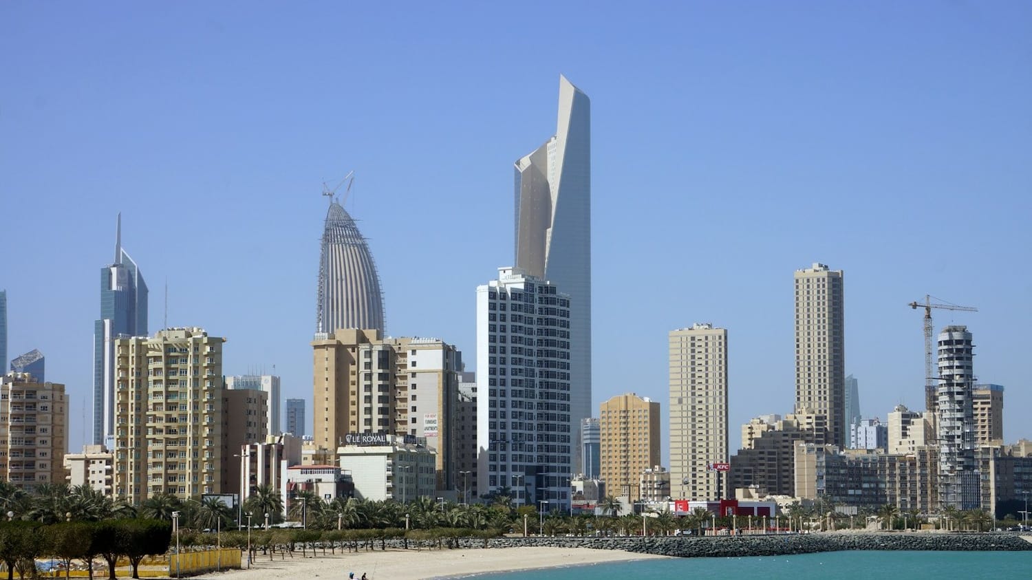 Kuwait City skyline with Al Hamra Tower