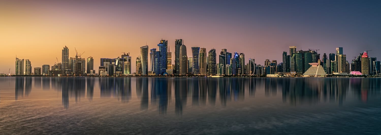 Doha West Bay skyline at dusk