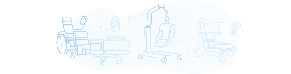 image vectorielle d'un lit médicalisé, d'un lève-personne et d'un fauteuil roulant