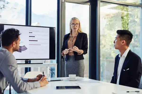 startup pitch presentation explaining business metrics to potential investors