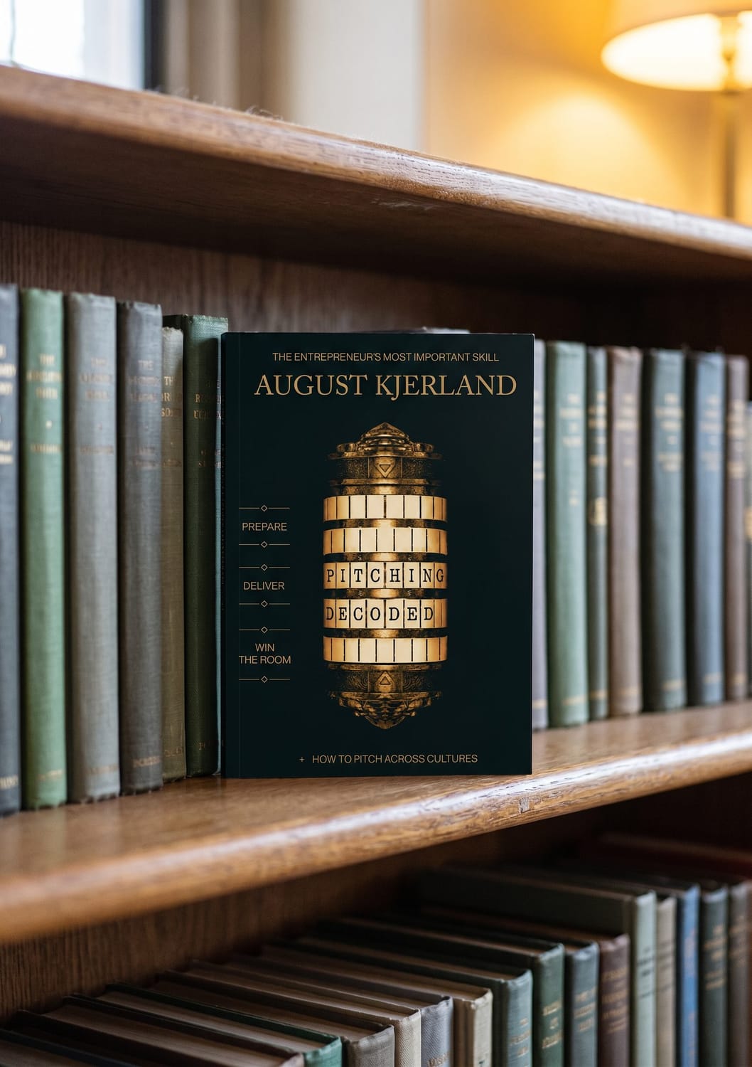 Pitching Decoded by August Kjerland on a bookshelf