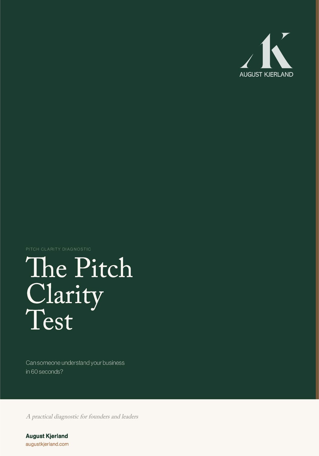 Cover of The Pitch Clarity Diagnostic by August Kjerland