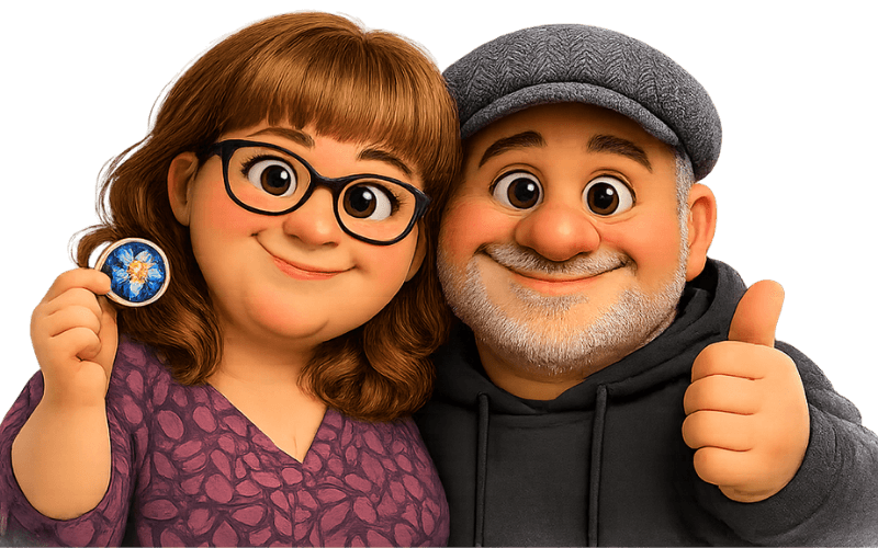 Illustration of Dementia Drive founders Helen and John