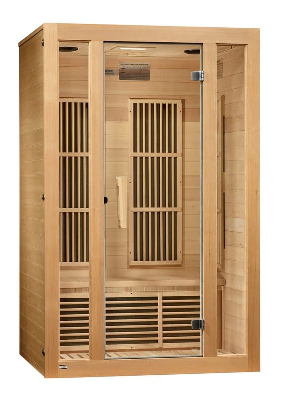 Maxxus Seattle two-person infrared sauna cabin with a glass door