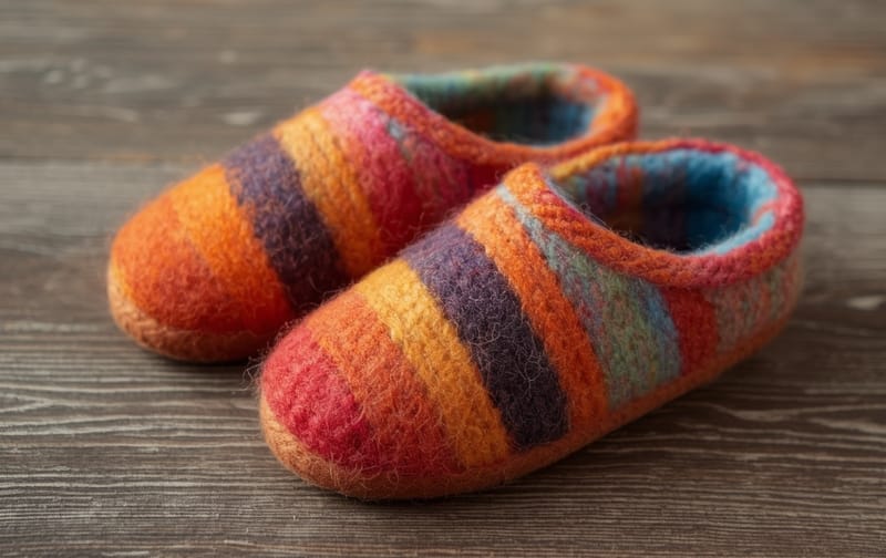 handmade felt slippers colorful wool