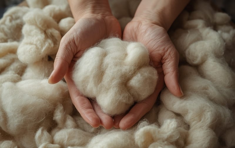 wet felting raw wool hands
