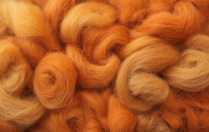 carded colored wool roving artisan table