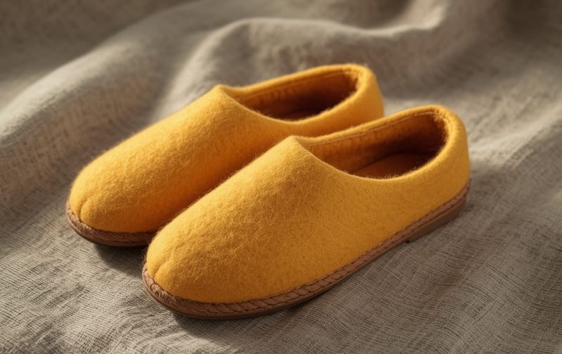 handmade felt slippers natural fibers