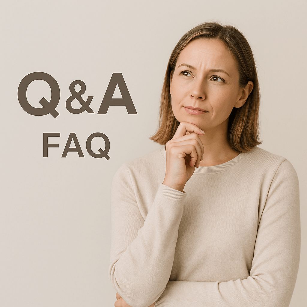 Icône Q&A / personne sereine réfléchissant calmement