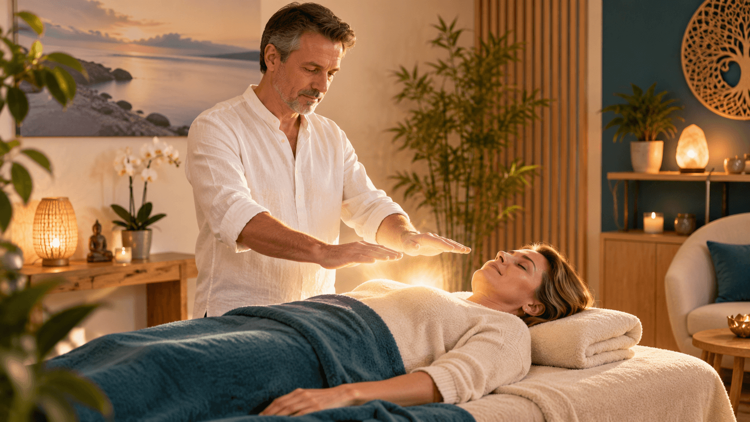 Séance énergétique LaHoChi dans une ambiance de relaxation