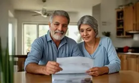 Pareja revisando un seguro de vida con acumulación de valores