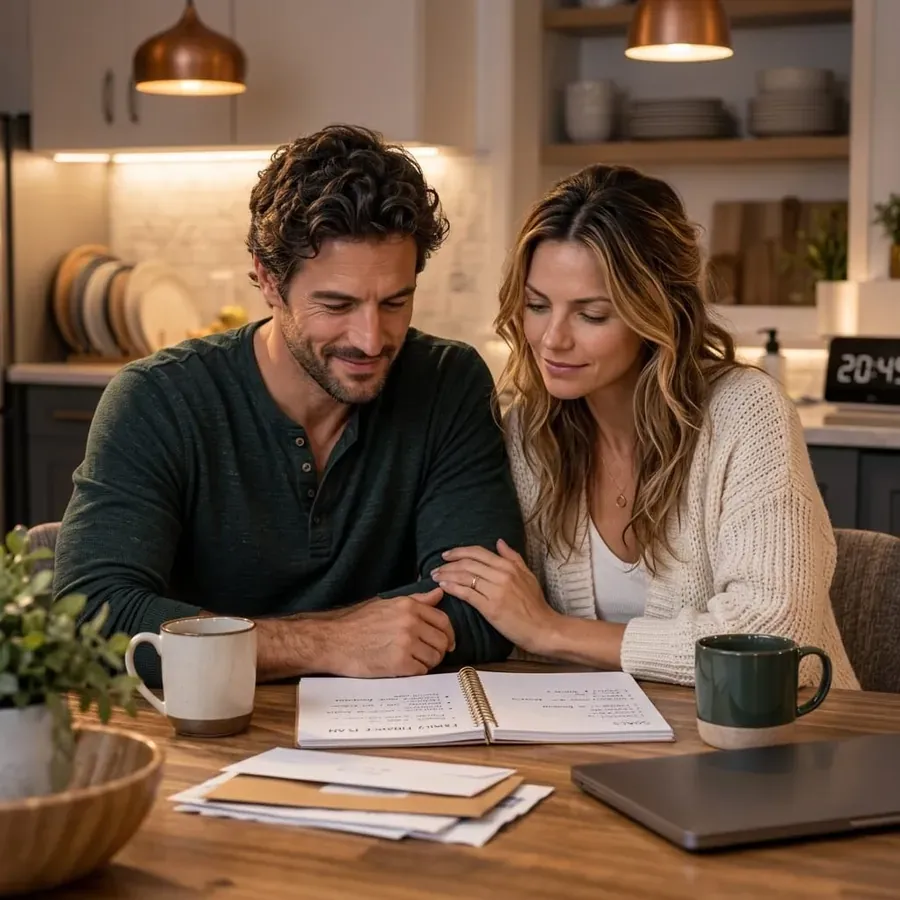 A calm couple making a money decision together
