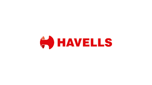 Havells logo with a red stylized emblem above the word ‘HAVELLS’ in bold red uppercase letters on a white background.