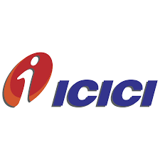 ICICI logo featuring a red and orange oval symbol with a stylized white lowercase ‘i,’ followed by ‘ICICI’ in bold blue letters on a white background.