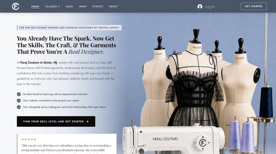 Faraj Couture home page hero