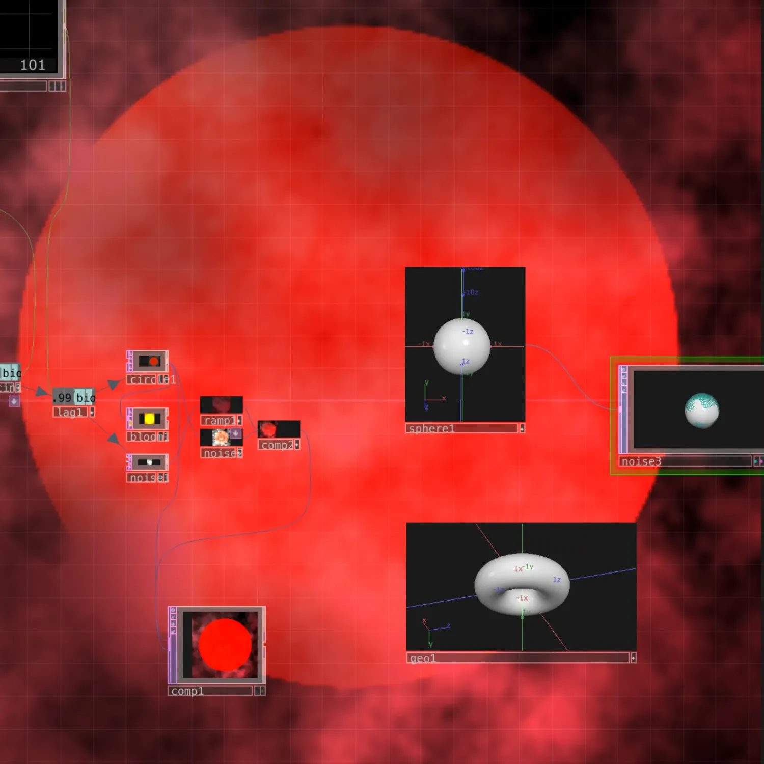 BioSymphony TouchDesigner prototype main interface displaying real-time biofeedback mapping