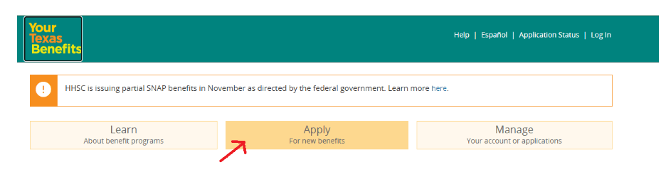 Your Texas Benefit Create or Access Your Account