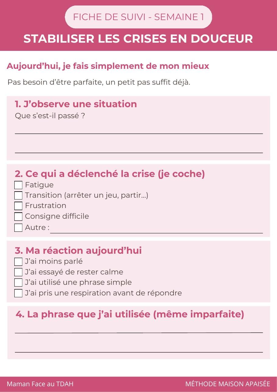 Fiche de suivi semaine 1