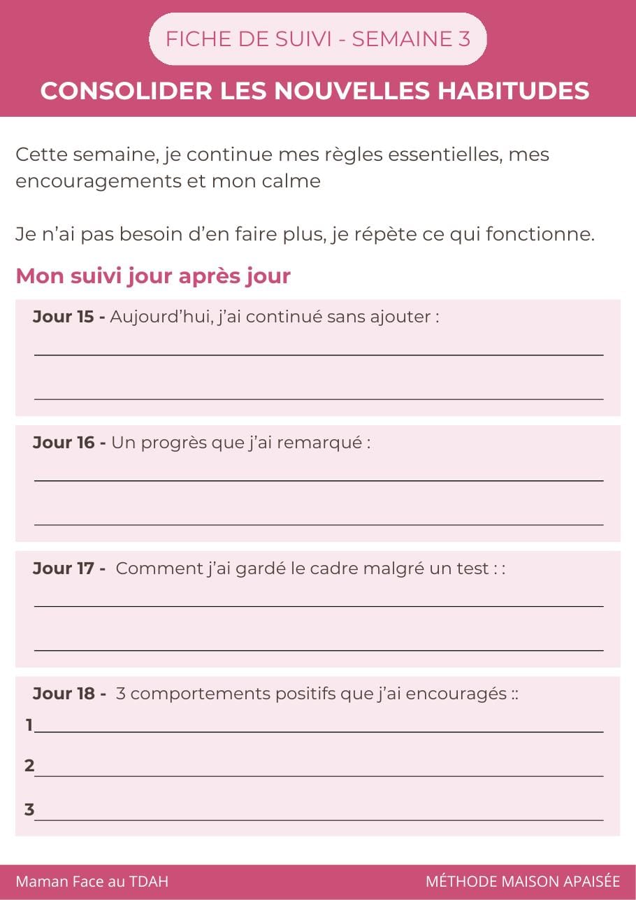 Fiche de suivi semaine 3