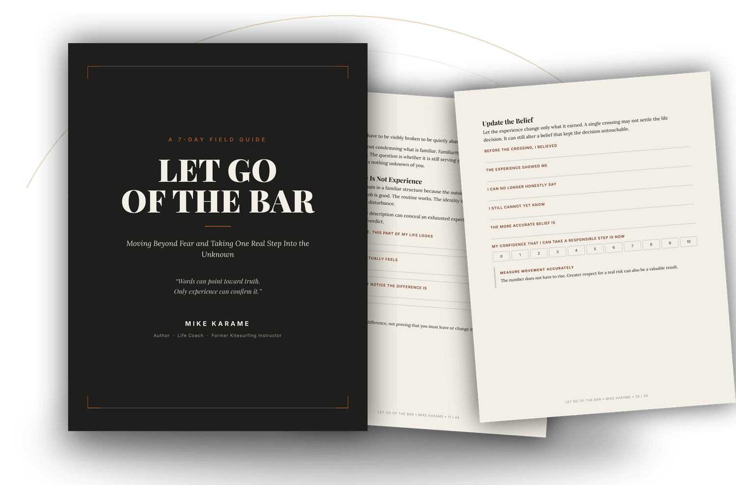 Let Go of the Bar workbook cover with fillable and printable exercise previews.