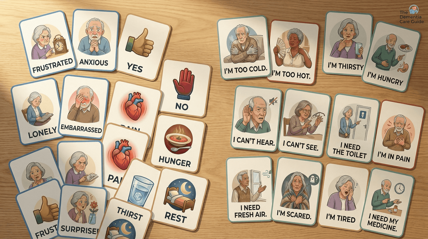 Communication Cards & Pain Scale — Dementia Care Guide