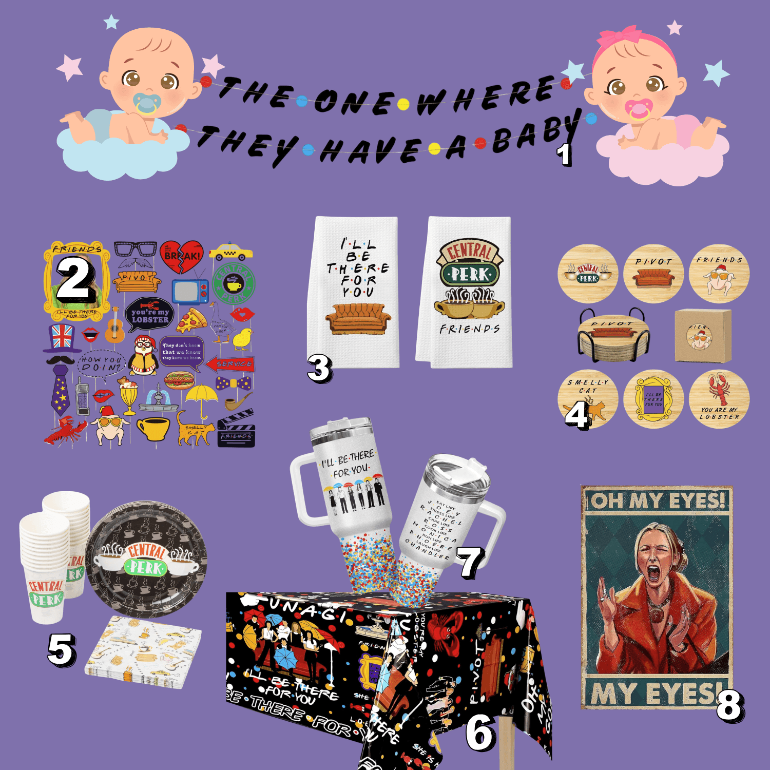 Friends theme gender reveal party items